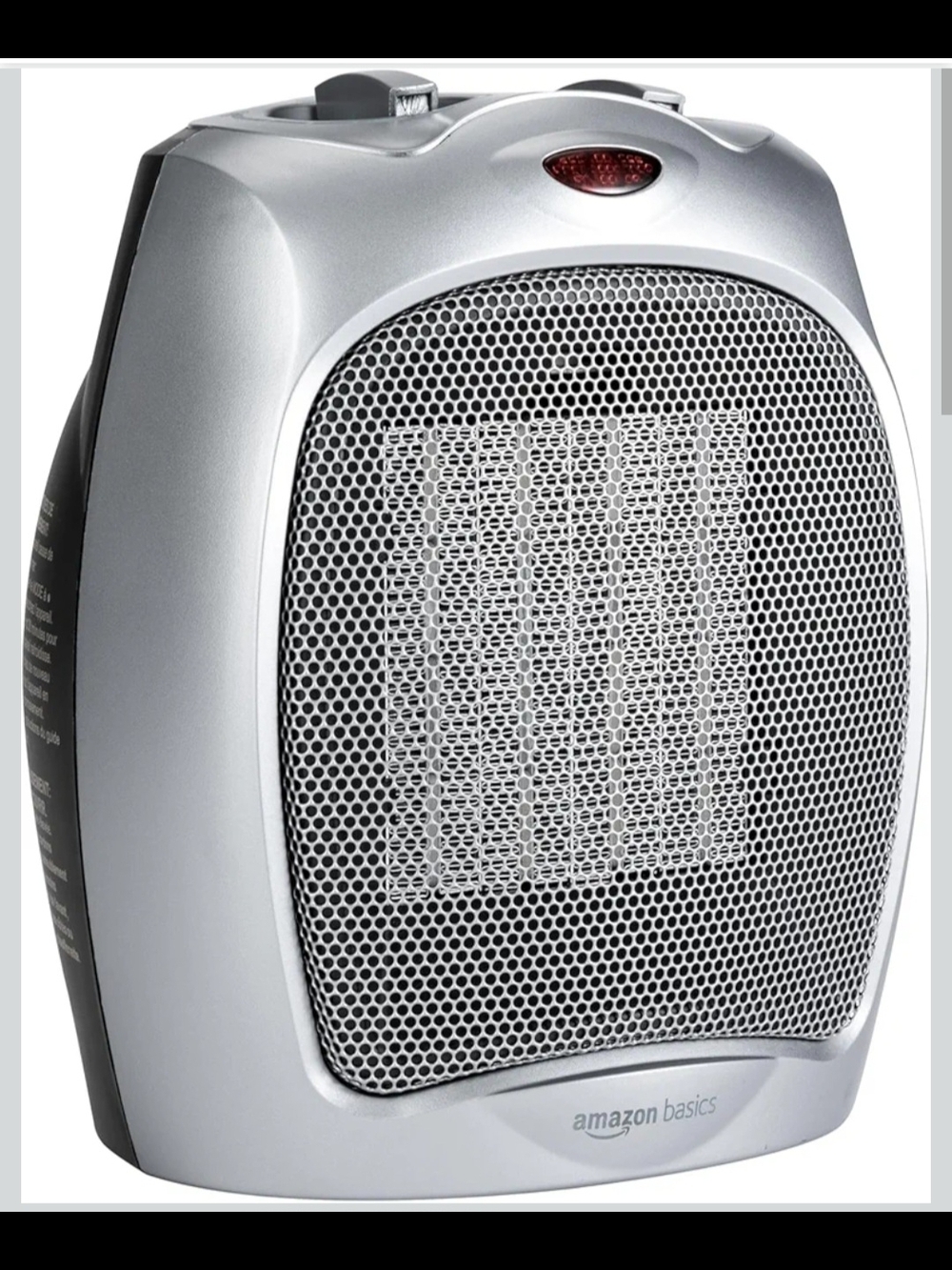 Ceramic Space Heater with Adjustable Thermostat, 1500W, Silver, **New Open Box**